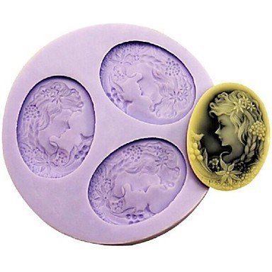 Y&XL&H Three Beatifull Girls Fondant Cake Chocolate Resin Clay Candy Silicone Mold,L8.3mW8.3cmH0.8cm