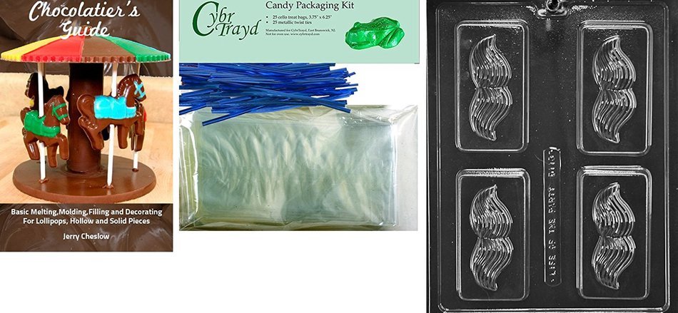 Cybrtrayd D113 Mustache Soap Bar Chocolate Candy Mold with Exclusive Cybrtrayd Copyrighted Chocolate Molding Instructions N2