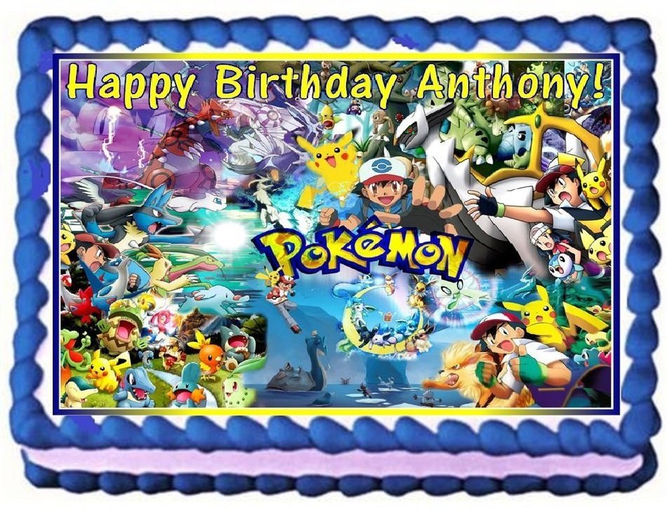 Pokemon Personalized Edible Cake Topper Image -- 1/4 Sheet