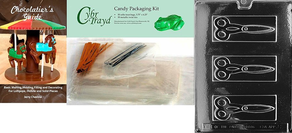 Cybrtrayd J002 Scissors Chocolate Candy Mold with Exclusive Cybrtrayd Copyrighted Chocolate Molding Instructions N5