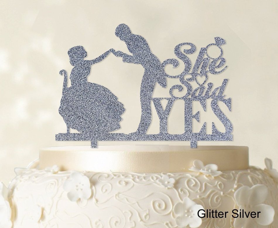 She Said Yes Wedding Cake Topper Custom Name Cake Topper Color Option Available 6"-7" Inches Wide N17