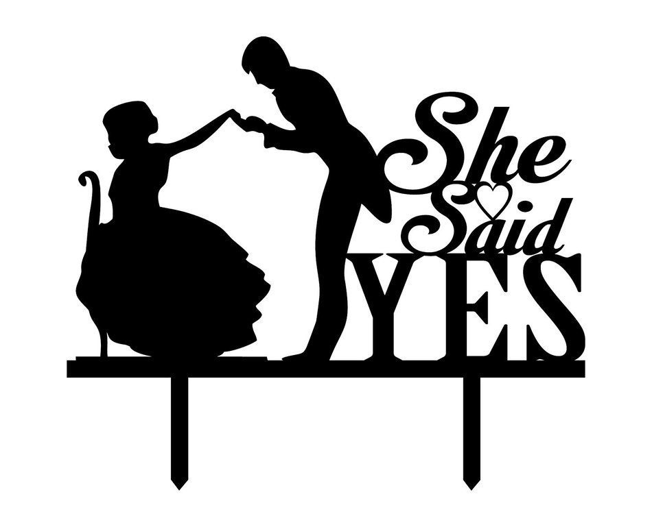 She Said Yes Wedding Cake Topper Custom Name Cake Topper Color Option Available 6"-7" Inches Wide N18