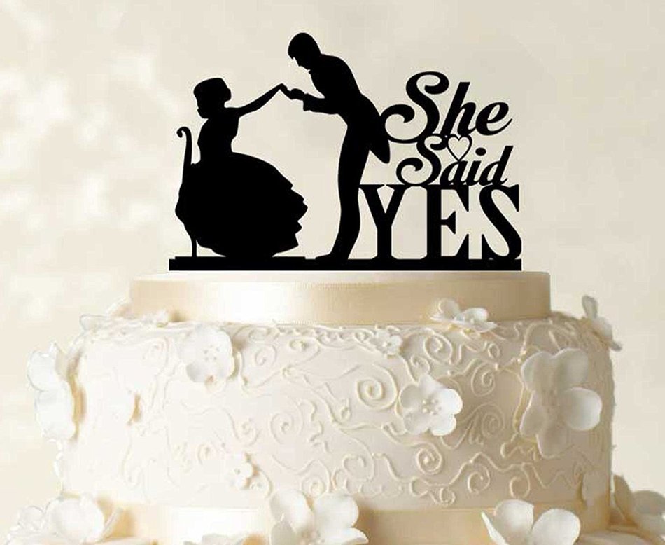 She Said Yes Wedding Cake Topper Custom Name Cake Topper Color Option Available 6"-7" Inches Wide N19