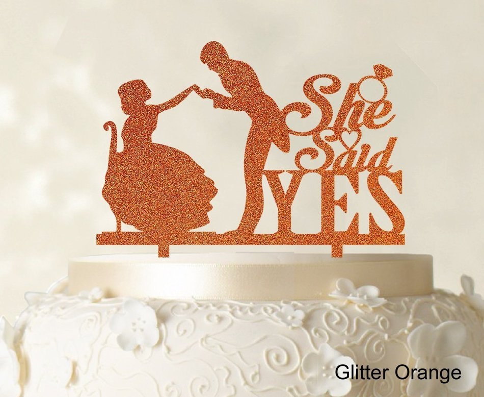 She Said Yes Wedding Cake Topper Custom Name Cake Topper Color Option Available 6"-7" Inches Wide N22