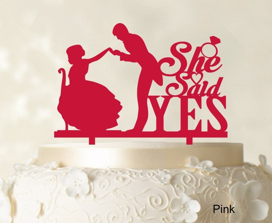 She Said Yes Wedding Cake Topper Custom Name Cake Topper Color Option Available 6"-7" Inches Wide N23