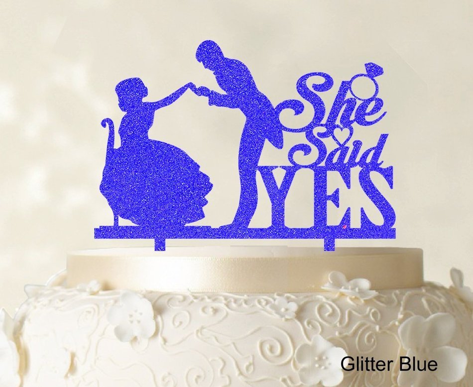 She Said Yes Wedding Cake Topper Custom Name Cake Topper Color Option Available 6"-7" Inches Wide N24