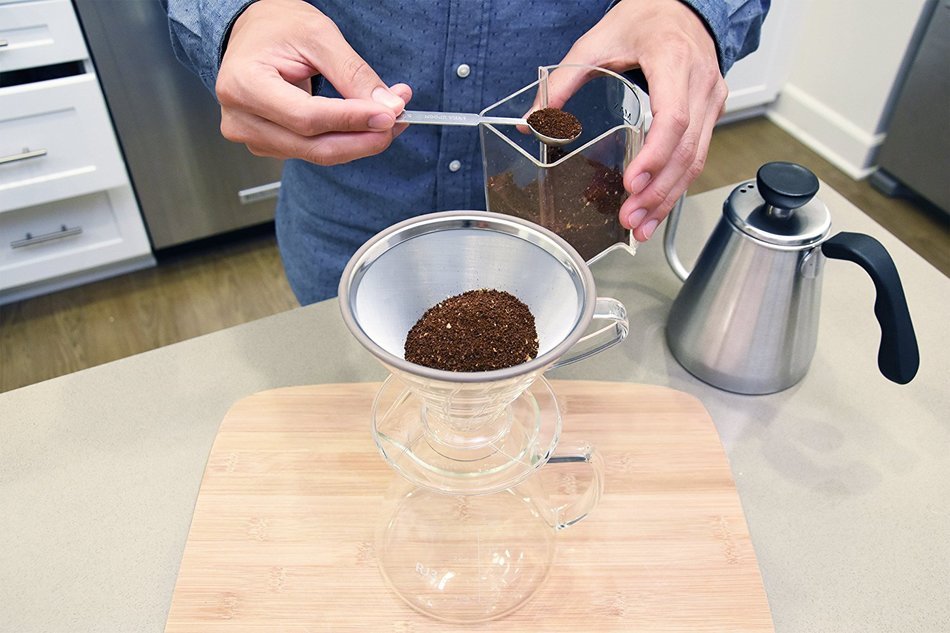 Pour Over Coffee Filter - Reusable Cone Dripper with Silicone Grip for Chemex, Hario V60 and other Coffee Carafes N7