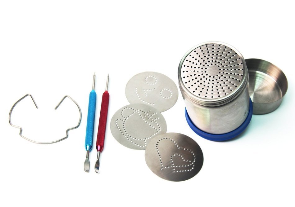 Signstek Stainless Steel Coffee Art Tool Set Cappuccino Latte Cocoa Powder Dispenser Tank Mould N2