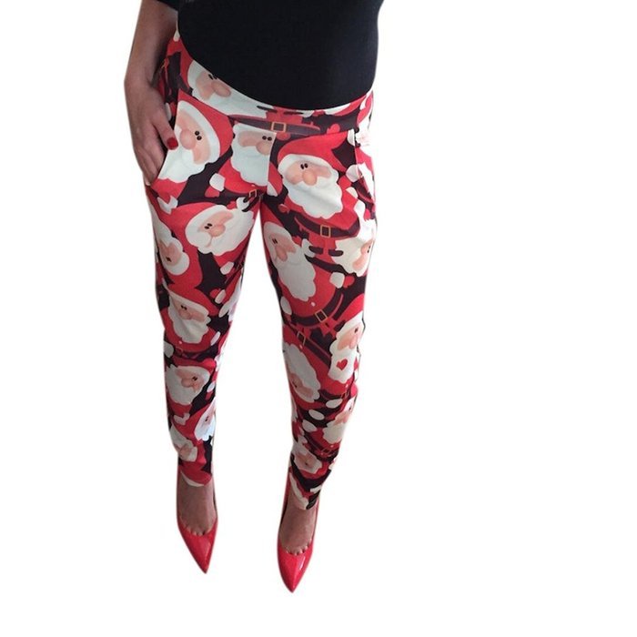 PHOTNO Fashion Women Christmas Skinny Printed Stretchy Pants Leggings N5