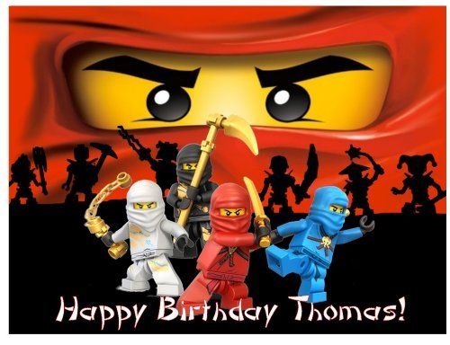 Ninjago Edible Image Cake Topper 1/4 Sheet Birthday Cake PERSONALIZED FREE! N3
