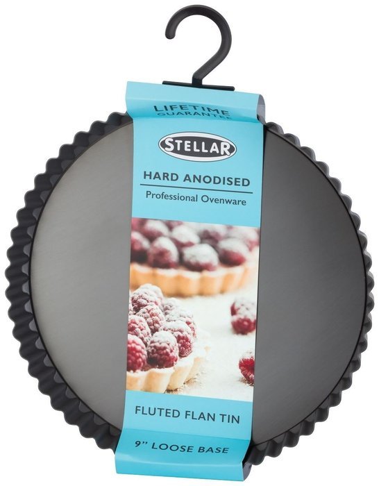Stellar Hard Anodised 9" Loose Base Fluted Flan Tin N3