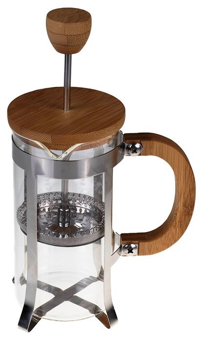 Gourmet 2 Cup Stainless Steel, Glass, and Bamboo French Press Coffee Brewer