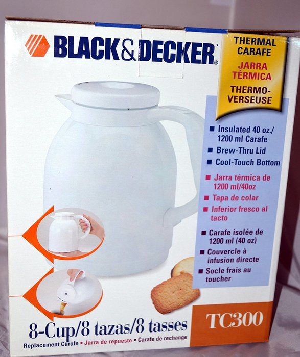 Black and Decker White 8 Cup Replacement Thermal Carafe Tc300