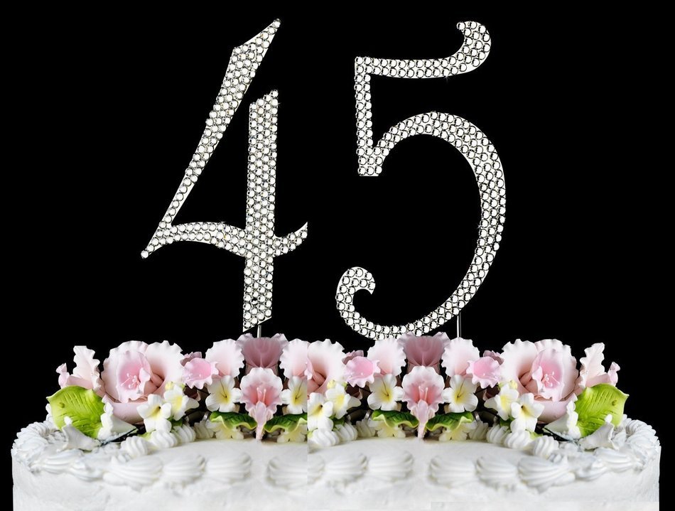 Rhinestone Cake Topper Number 45