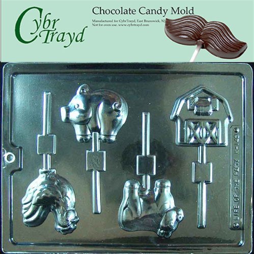 Cybrtrayd K143 Farm Animal Lollys Kids Chocolate Candy Mold