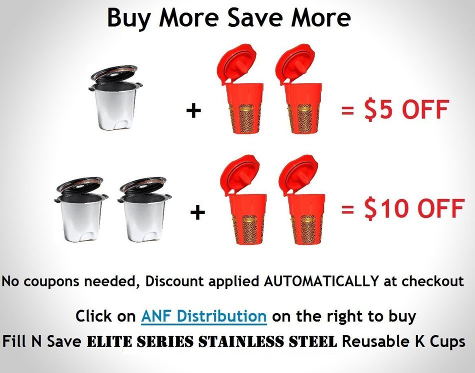 Fill N Save GOLD SERIES 24K Gold Reusable Carafe K-Cups [2 Pack]. Reusable coffee filter for the Keurig 2.0, K200... N5