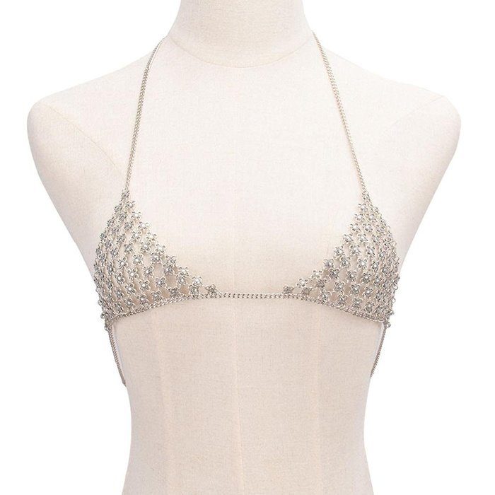 Underwear, PHOTNO Retro Fashion Silver Bra Body Pendant Necklace Chain Bikini Chain N8