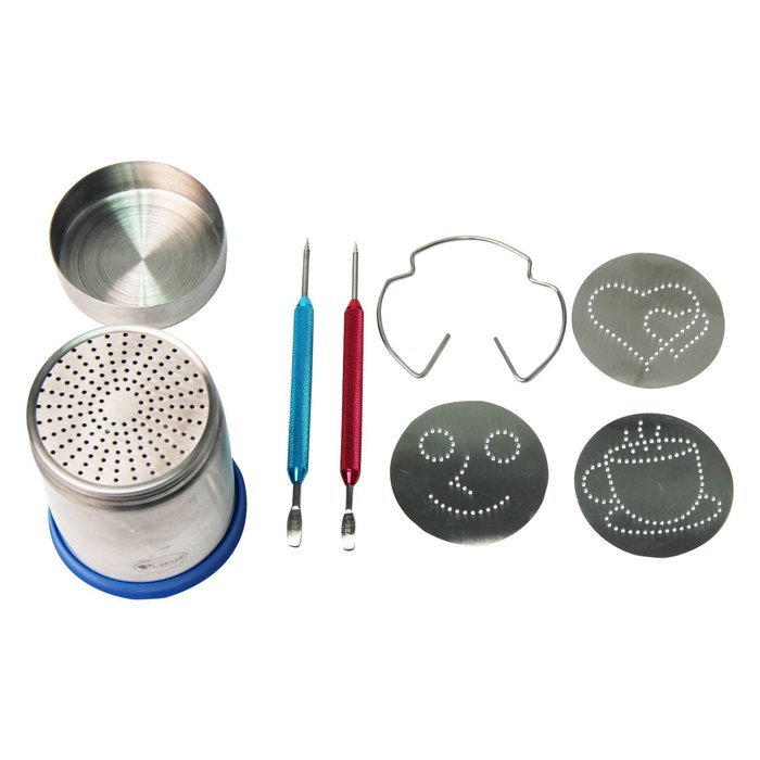 Signstek Stainless Steel Coffee Art Tool Set Cappuccino Latte Cocoa Powder Dispenser Tank Mould N5