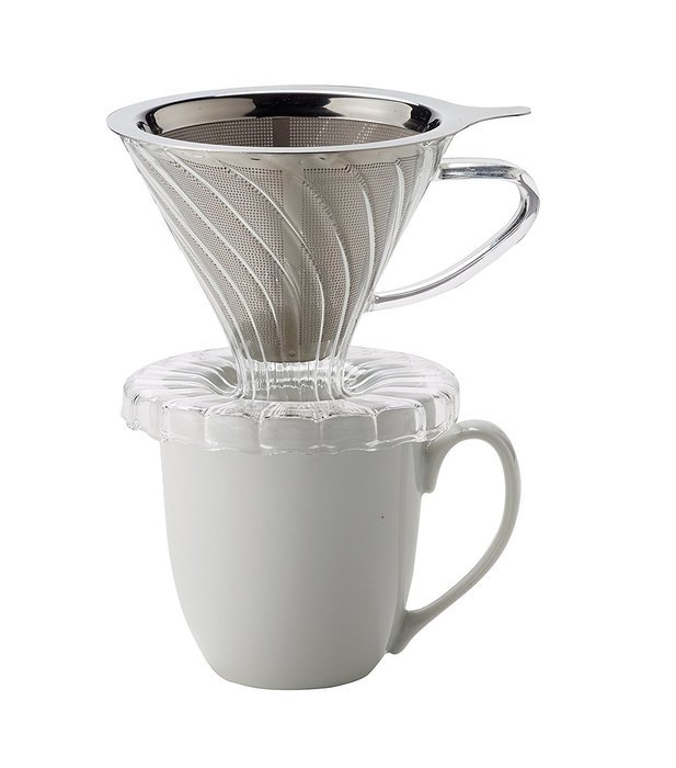 HIC Pour-Over Permanent Coffee Filter 4-Cup Capacity, Stainless Steel N2