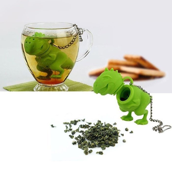 New Arrival Cute Silicone Dinosaur Infuser Loose Tea Leaf Strainer Herbal Spice Filter Diffuser Holder Tea Coffee... N8