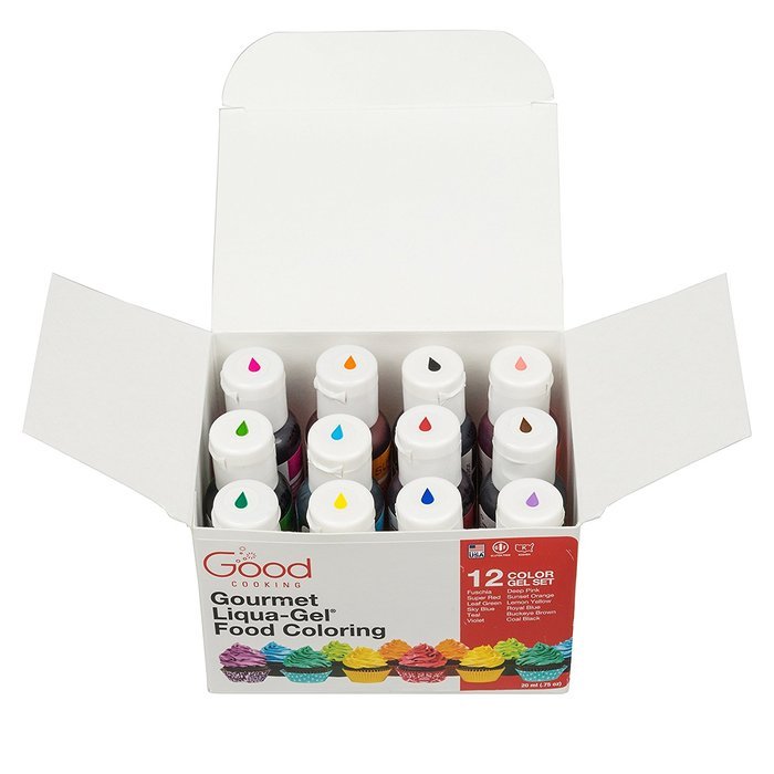 Food Coloring Liqua-Gel - 12 Color Variety Kit in .75 fl. oz. (20ml) Bottles N3
