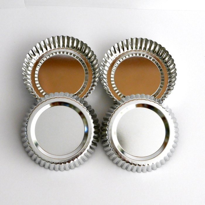 Tart Pan by Vanika, Pack of 4, Heavy Duty Tinned Steel Quiche Pans, Excellent Heat Conduction for Uniform Baking... N4