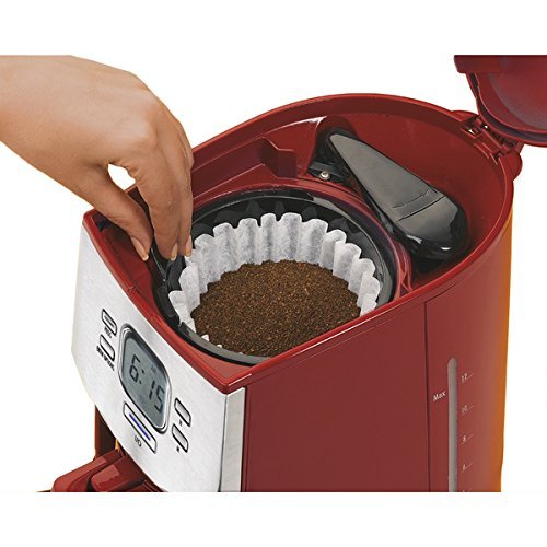 Hamilton Beach Red 12 Cup Auto Pause 'N Serve Coffeemaker with ProgrammableTtimer and Oversize LCD Display N3