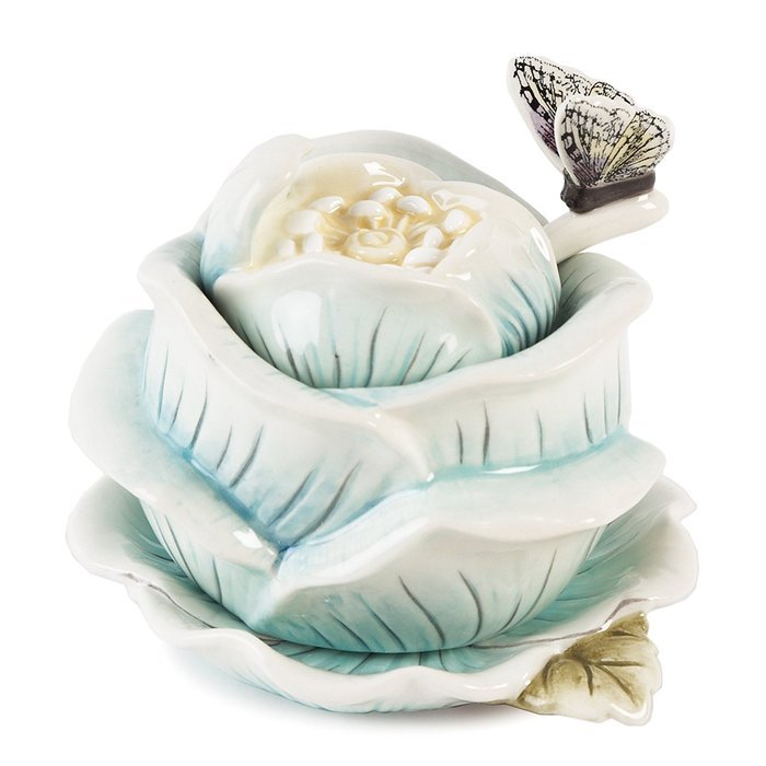 Fitz & Floyd Bloom Condiment Jar with Spoon and Saucer