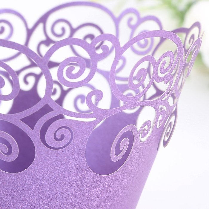 Purple Vine Filigree Cupcake Wrappers Wrap Cases Wedding Birthday Party N6