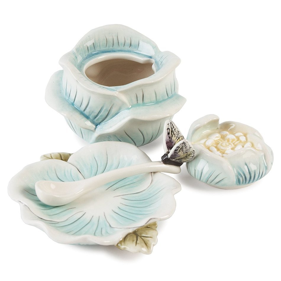 Fitz & Floyd Bloom Condiment Jar with Spoon and Saucer N2