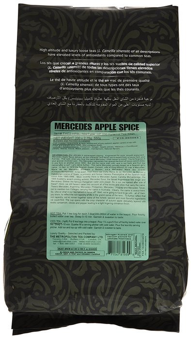 Metropolitan Tea 200 Count Pyramid Shaped Teabags, Mercedes Apple Spice N3