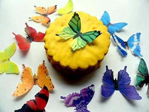 24 Edible Decorative Wafer Paper Butterflies &copy; Butterfly Cake Cupcake Toppers Wedding Decorations N3