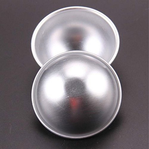 Hot DIY 2pcs 3D Ellipsoid Ball Stainless Steel Sphere Bath Bomb Cake Pan Baking Pastry Mould 2zise (5.5CM) N2