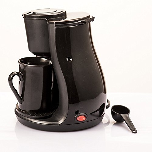 Ovente Black 450-Watts Coffee Maker with Ceramic Personal Cups and Removable Water Filter and Drip Tray N3