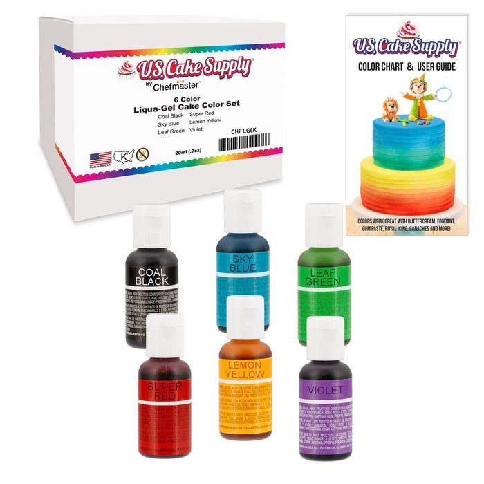 12 Color-US Cake Supply&reg; by Chefmaster Liqua-Gel Paste Cake Color Set - The 12 Most Popular Colors in 0.75 fl.... N17