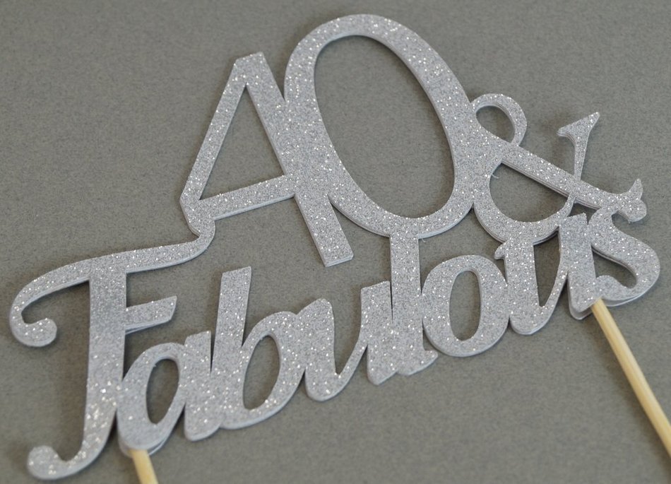 All About Details Silver 40-&-fabulous Cake Topper