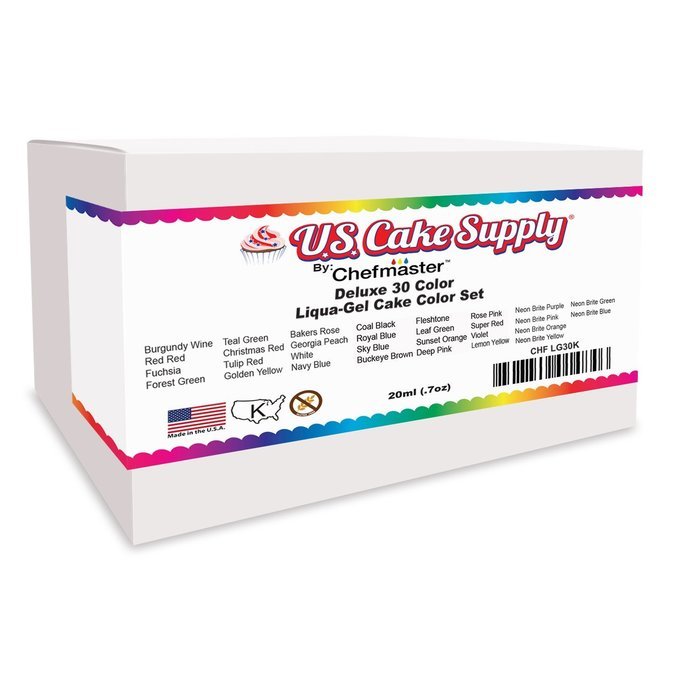 12 Color-US Cake Supply&reg; by Chefmaster Liqua-Gel Paste Cake Color Set - The 12 Most Popular Colors in 0.75 fl.... N18