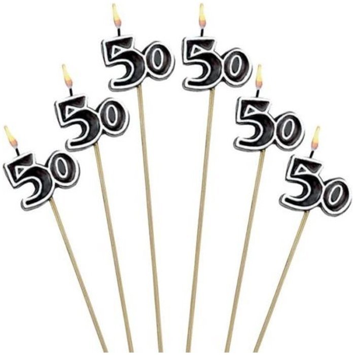 50th Birthday Candles Cake Toppers Fiftieth Fifty Party Supplies Decorations -6