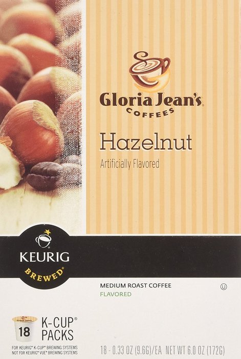 Gloria Jean's Hazelnut Coffee Keurig K-Cup Mini-Brewers, 18 Count N2