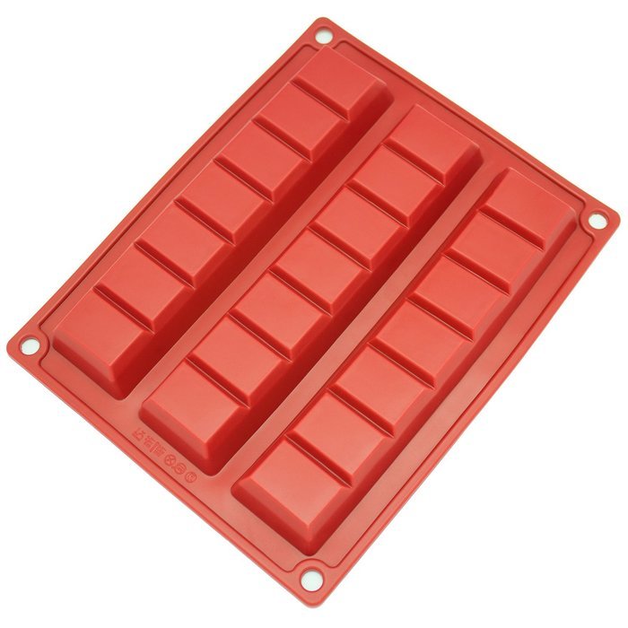 Freshware CB-810RD 2-Cavity Silicone Mold for Making Break-Apart Chocolate Bars, Protein and Energy Bites, and... N8
