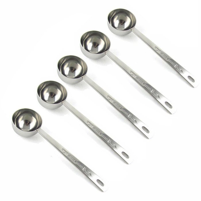 Viawow Endurance Metal Stainless Steel 1 Tablespoon Measuring Coffee Scoop Spoon, Set of 5