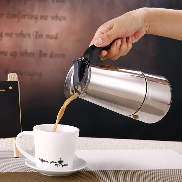 Stainless Steel Italy Style Stovetop 2-Cup Espresso Coffee Maker Moka Pot N3
