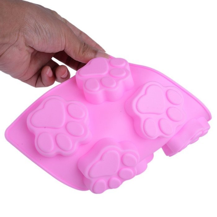 HUAL Silicone DOG Pet Animal Paw Print Ice Cube Chocolate Soap Candle Tray Mold Party maker N3