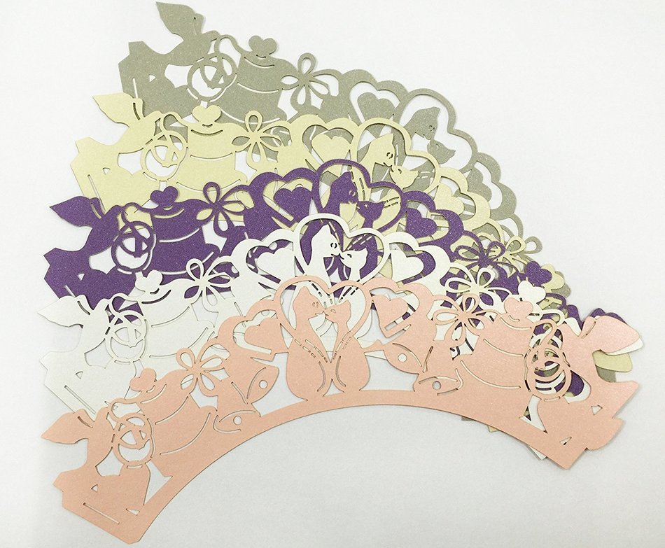HUAL Cupcake Wrappers 50 Filigree Artistic Bake Cake Paper Cups Cat Lace Laser Cut Liner Baking Cup Muffin Case... N7