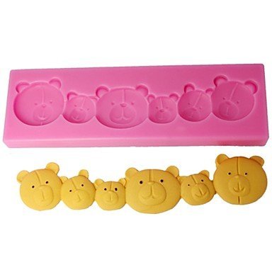 Sher FOUR-C Chocolate Moulds 3D Bears Fondant Molds Cupcake Supplies Color Pink N2