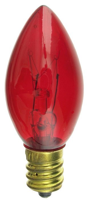 7 Watt C7 Transparent Outdoor Patio Party Christmas Novelty Replacement Bulbs, 25 Pack (Red) N18
