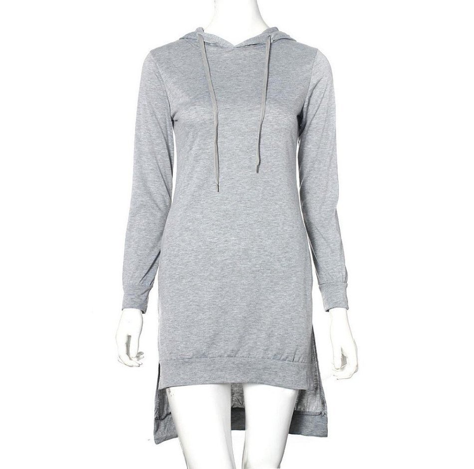 Morecome Women Sweatshirt Dress Double Split Hoodie Pullover Pockets Sweater (XL, Blue) N8