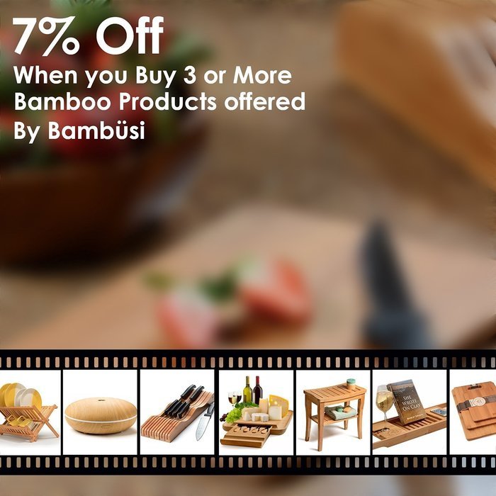 Bamb&uuml;si by Belmint 8-Compartment Tea Storage Box with Hinged Lid ✦ Crafted of 100% Natural Bamboo (Clear Lid) N8