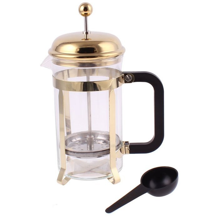 uxcell Glass Coffee Tea Maker Plunger French Press Pot Teapot 600ml Gold Tone N5