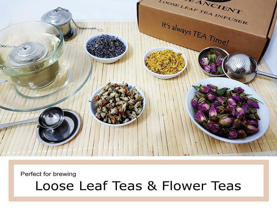The Ancient Tea Infusers (Set of 3) - Stainless Steel Loose Leaf Tea Infuser Baskets & Long Handle Tea Ball Strainer... N3